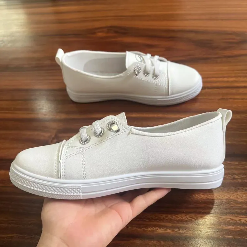Frühling Herbst Weiße Flache Sohle Bequeme Atmungsaktive Leichte Lässige Board Damen S Flache Schuhe Vielseitig_voghion.com