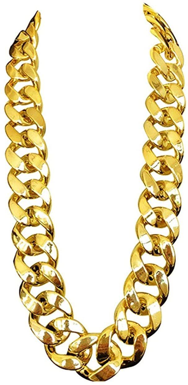 Hip Hop Exaggerated Large Chain Plastic Simulation Gold Necklace Personalized Performance Props,Street Art,Rapper,Cool And Personalized,No Fade_voghion.com