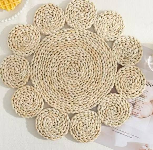 Mantel individual de cáscara de maíz tejido a mano Wannilen, mantel resistente al calor, mantel para té caliente, mantel para mesa, mantel para platos y tazas_voghion.com