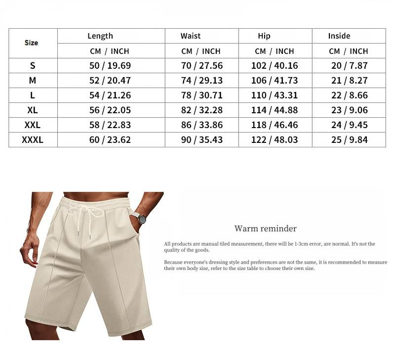 Waffle Herren Sommer Casual Tethered Henry Kurzarm Shorts Anzug_voghion.com