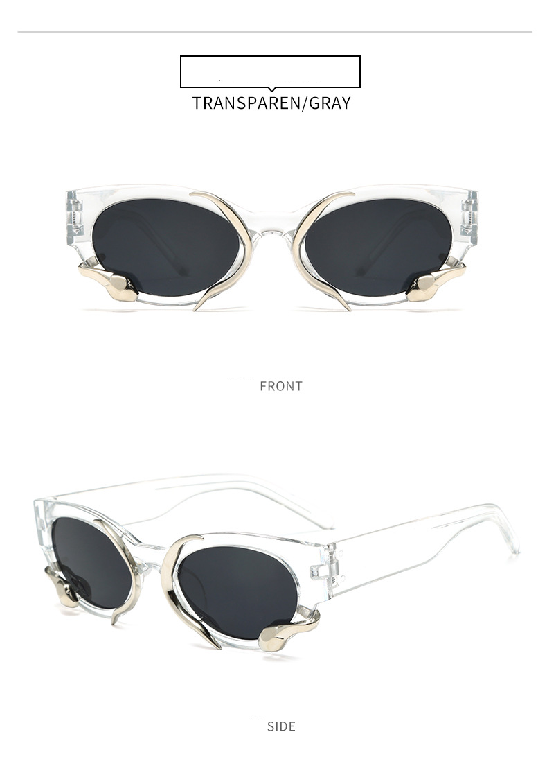 Nuovi occhiali da sole con montatura piccola in plastica con denti, stile accessori, occhiali da sole Cat Eye, tendenza retrò, anti-ultravioletti_voghion.com