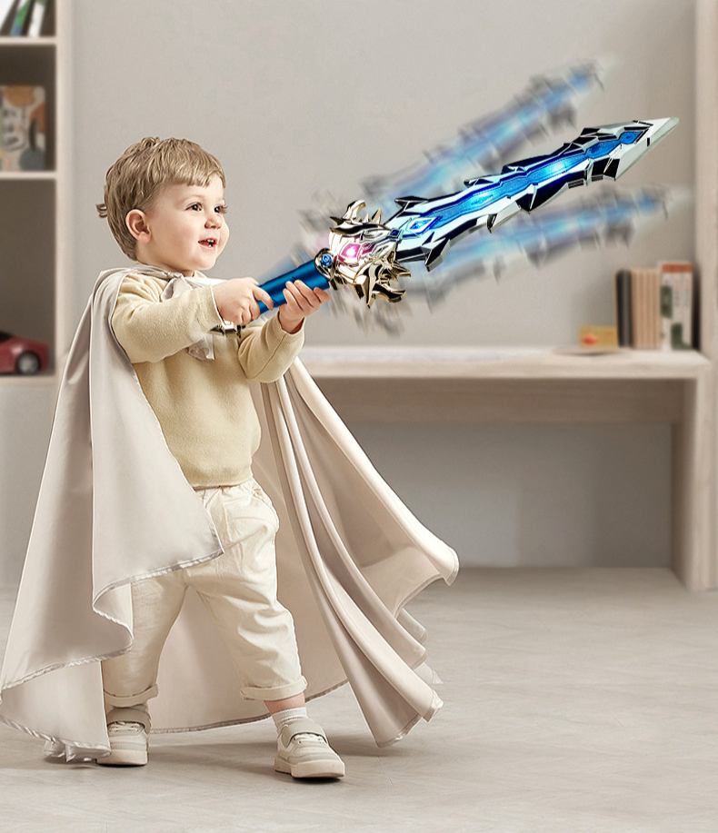 Espada de juguete para niños, arma de simulación Qibing Yuannian, espada fantasma, cuchillo luminoso eléctrico, luz y sonido coloridos, suministro de puesto._voghion.com