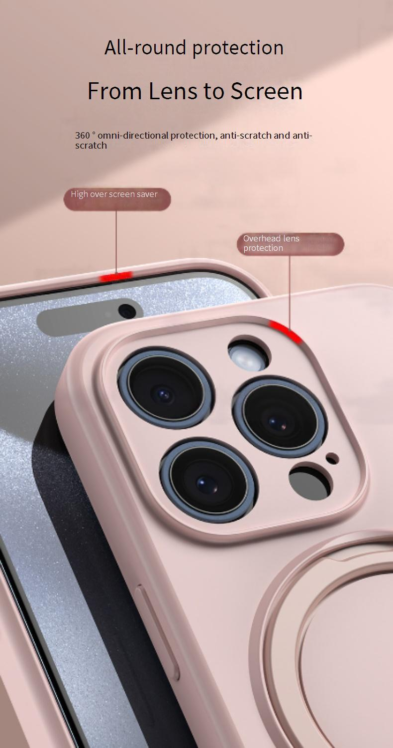 Magnetische Flüssigsilikonhülle mit Ständer für das iPhone 16 Pro Max – vollständiger Kameraschutz, rutschfester Griff, 360° stoßfeste Abdeckung_voghion.com