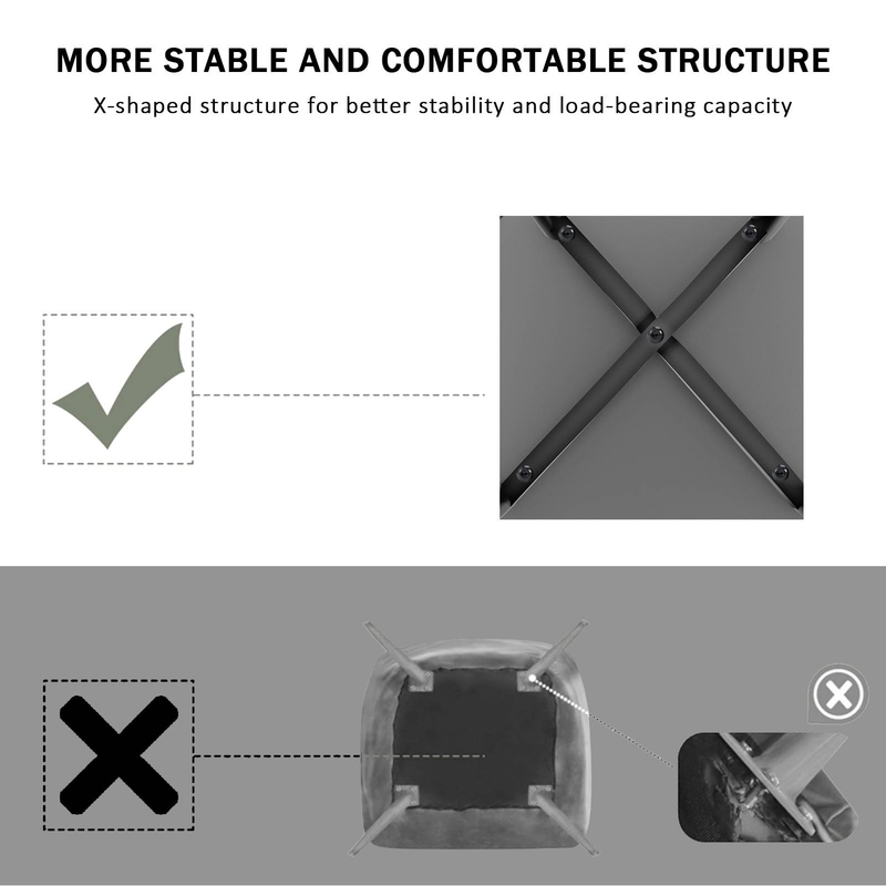 6er-Set moderne Esszimmerstühle – PU-Lederpolsterung mit hoher Rückenlehne, gekreuzte Metallbeine, dickes Kissen für Küche und Wohnzimmer, Grau_voghion.com