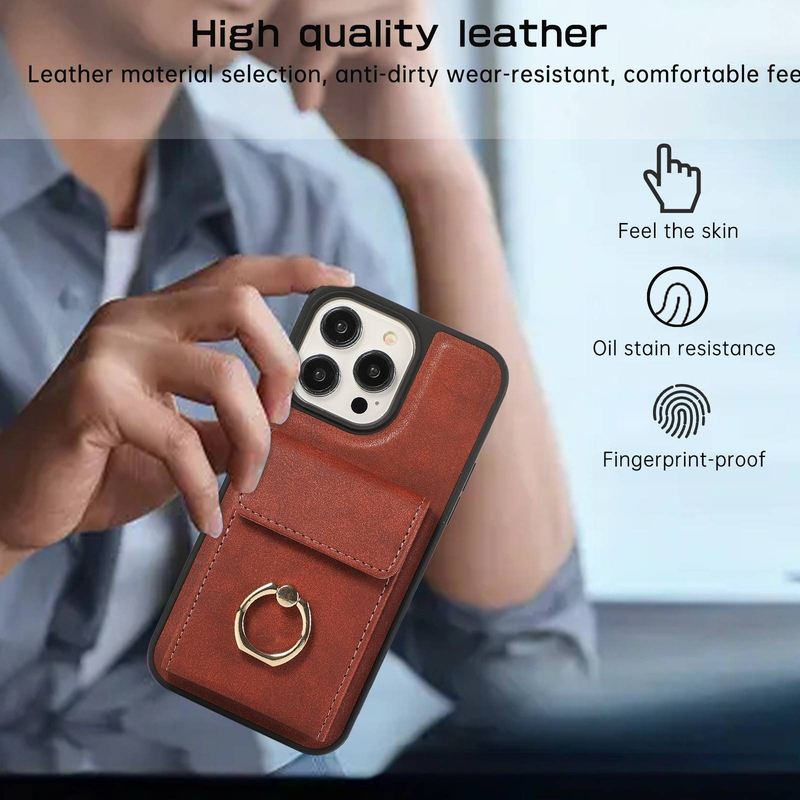 Magnetic Card Holder Phone Case For IPhone 15 14 13 12 Pro - 2-in-1 Wallet & Ring Stand Protective Cover (Multiple Colors)_voghion.com