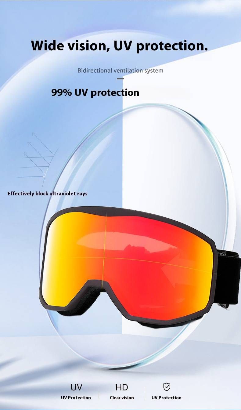 Lunettes de ski pour adultes, antibuée, protection UV, double verre, polarisées et coupe-vent, compatibles avec les lunettes (étui inclus)._voghion.com
