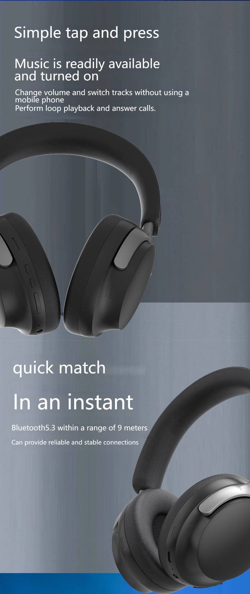 P55 Premium Wireless Over-Ear Headphones – 3D Surround Sound, 50-Hour Playtime, Seamless Ear Cushions For All-Day Comfort (Khaki/Black/Silver)_voghion.com