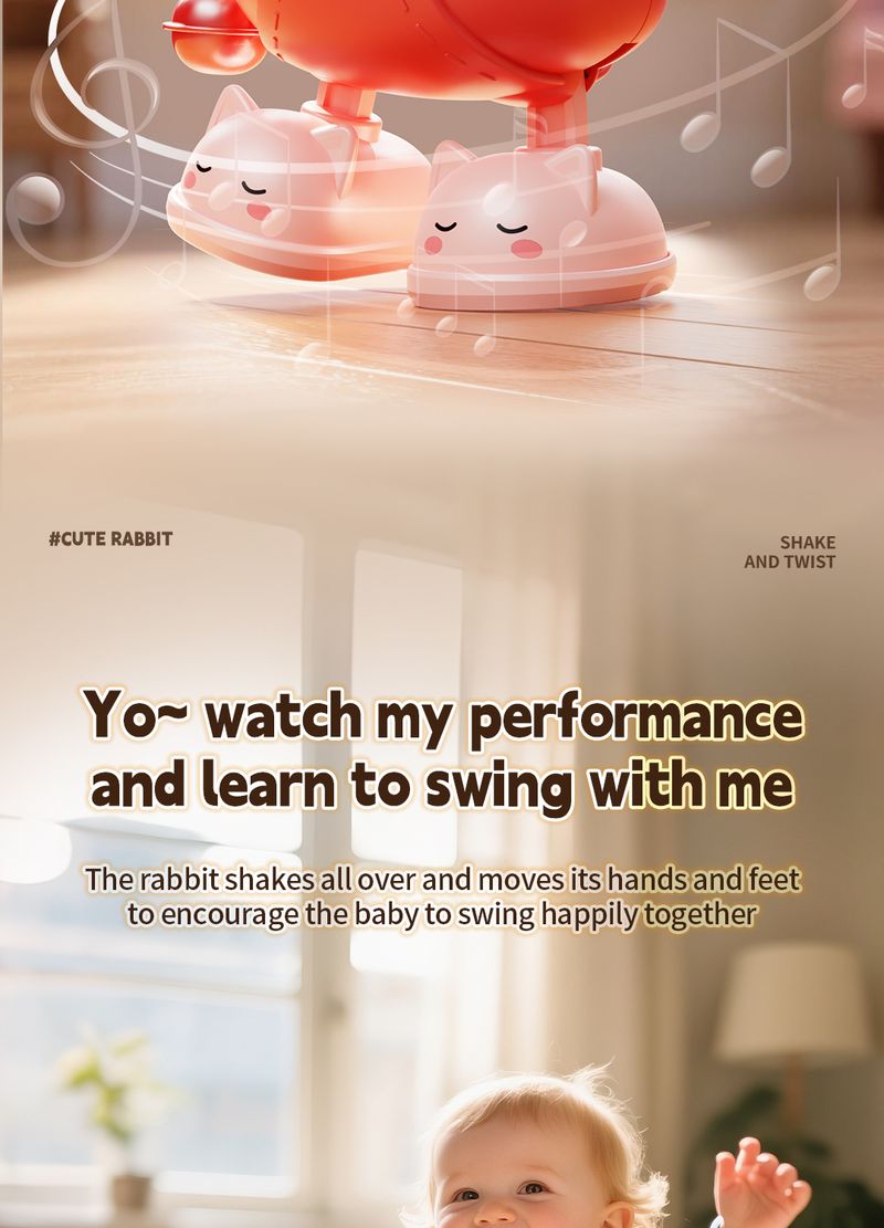 2025 Giocattoli Montessori per bambini, carini, cantanti e danzanti, a forma di coniglio elettrico, per neonati da 0 a 3 anni, giocattoli educativi per gattonare_voghion.com