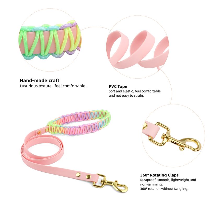Pet Supplies Collar And Colorful PVC Straps Back Rope Fashionable Dog Walking Leash Set Golden Retriever Pitbull Pug New_voghion.com