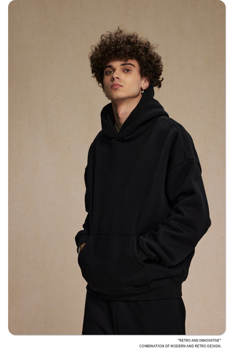 Felpa con cappuccio oversize da uomo in pile con tessuto anti-pilling da 400 g/m², felpa streetwear per l'inverno (disponibile in 12 colori)_voghion.com