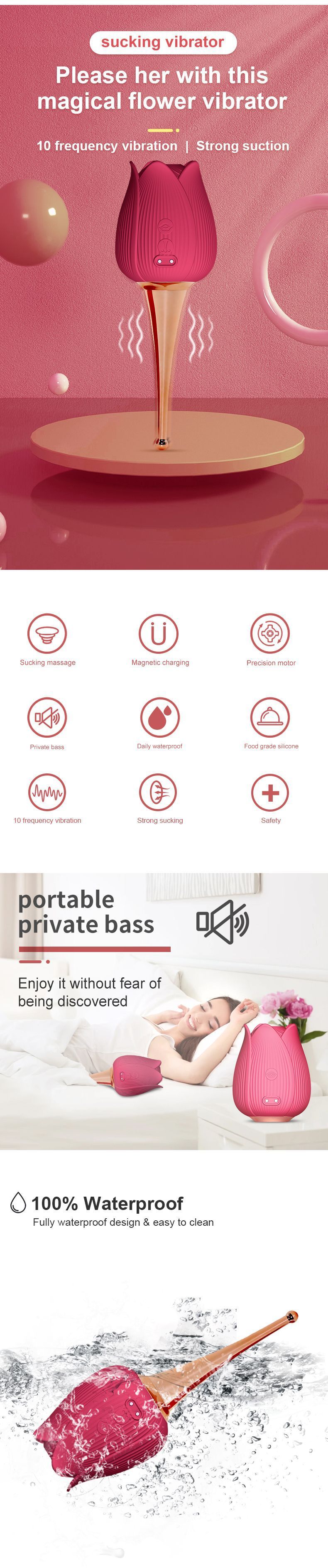 Eros Lab Lotus Sucking Point Vibrating Pen Vibrator AV Stick Strong Vibration Instant Climax G-Spot 10 Frequency Massage Adult_voghion.com