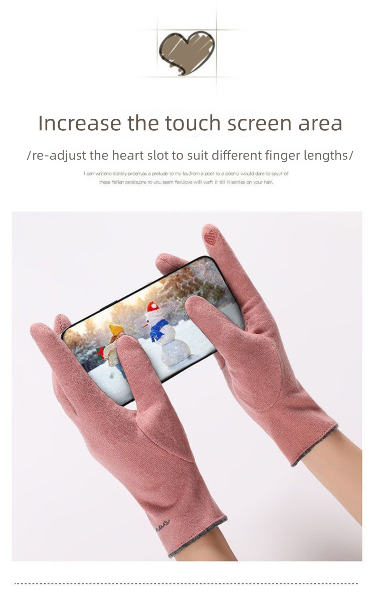 Winter Women's Fleece-Lined Warm Wool Spring And Autumn Driving Cycling Touchscreen Cashmere Gloves Wholesale_voghion.com