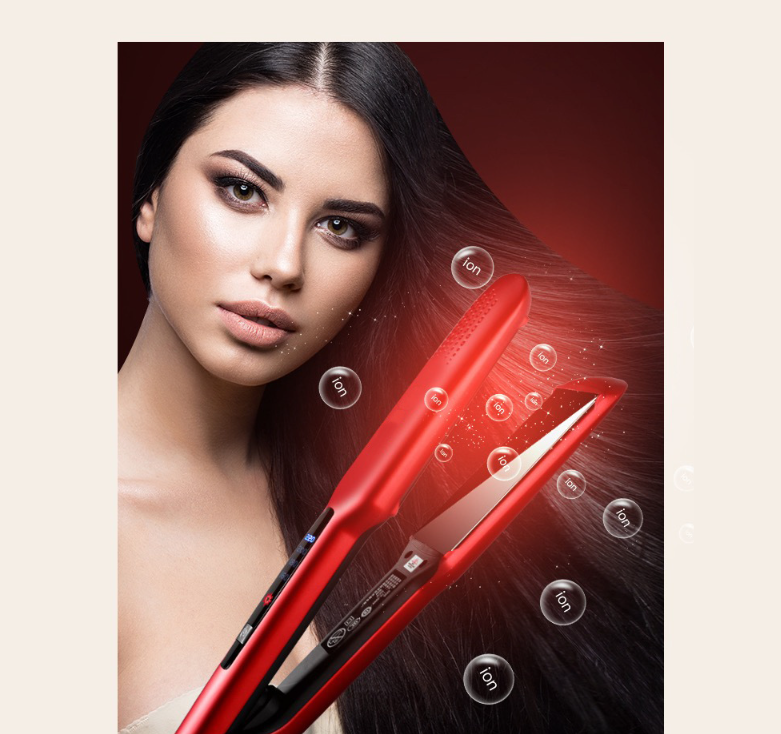 Plancha de pelo electrónica multifunción 2 en 1 y rizador rojo_voghion.com