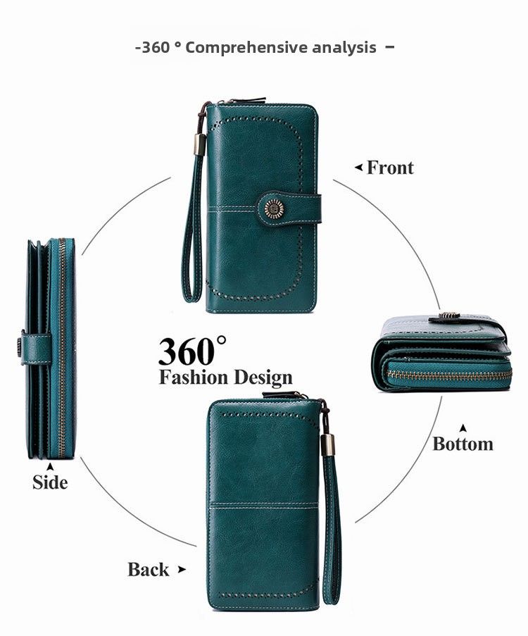 Women's Wallet Wallet Anti-Magnetic Wallet Long Zipper Large Capacity Clutch Wallet_voghion.com