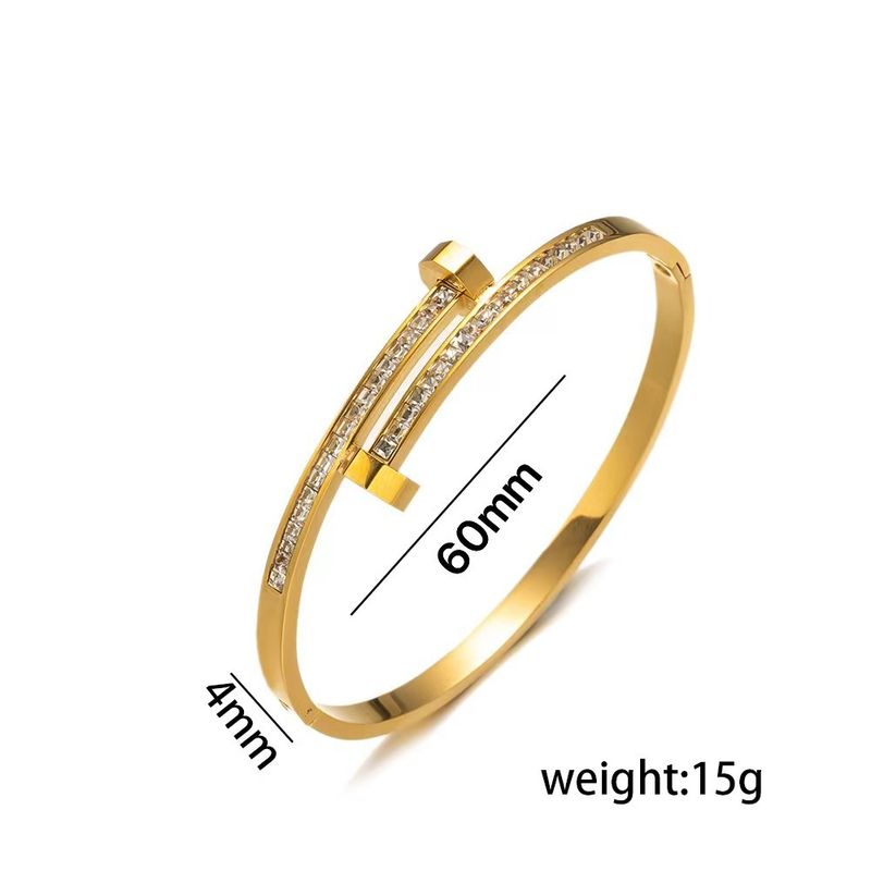 Bracciale in acciaio al titanio con design di nicchia, zircone micro intarsiato, tendenza moda, da donna, di alta gamma_voghion.com