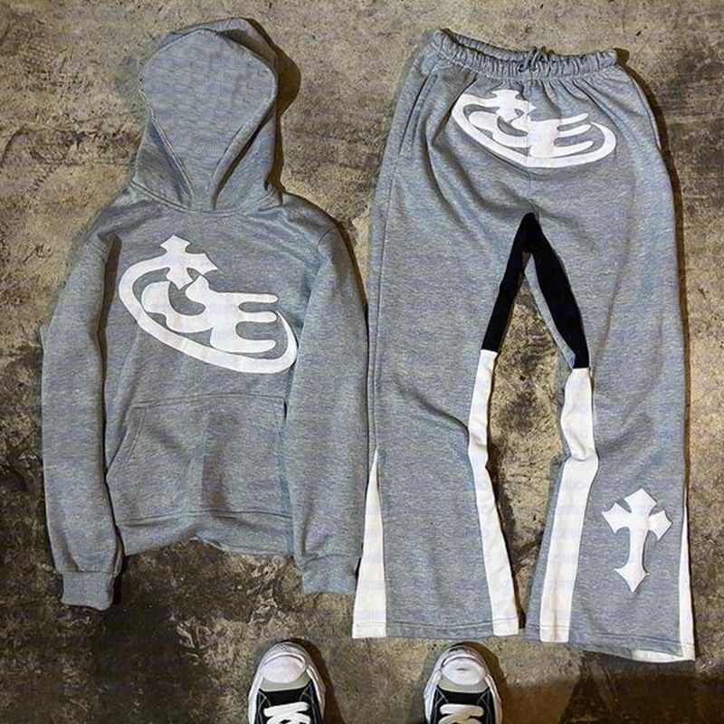 Y2K Patchwork Hoodie & Pants Set – Harajuku Streetwear With Cross Embroidered Details (Unisex, S-XXL, Hip-Hop Aesthetic, Matching Tracksuit)_voghion.com
