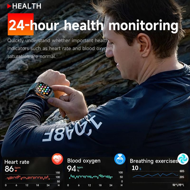 Montre connectée sport pour homme : double GPS, appels sans fil, 3 ATM, lampe torche LED et boussole_voghion.com