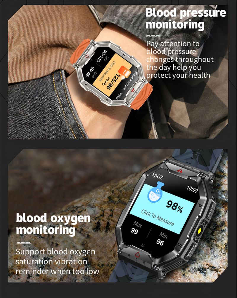 2,1-palčni AMOLED HD zaslon Pametna ura Moški Kompas GPS Šport na prostem Nadzor zdravja 1ATM Vodotesen Bluetooth klic_voghion.com
