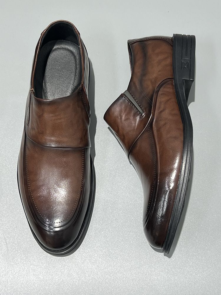 Hochwertige, vielseitige Slip-On-Schuhe aus echtem Leder mit spitzer Zehenpartie, Business Casual, formelle erste Schicht aus Rindsleder für Herren_voghion.com