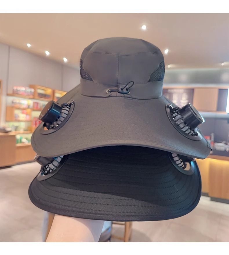 Chapeau rafraîchissant à énergie solaire - Chapeau de soleil à large bord avec ventilateur intégré pour hommes et femmes. Protection UV UPF 50+ pour la pêche et la randonnée en plein air._voghion.com