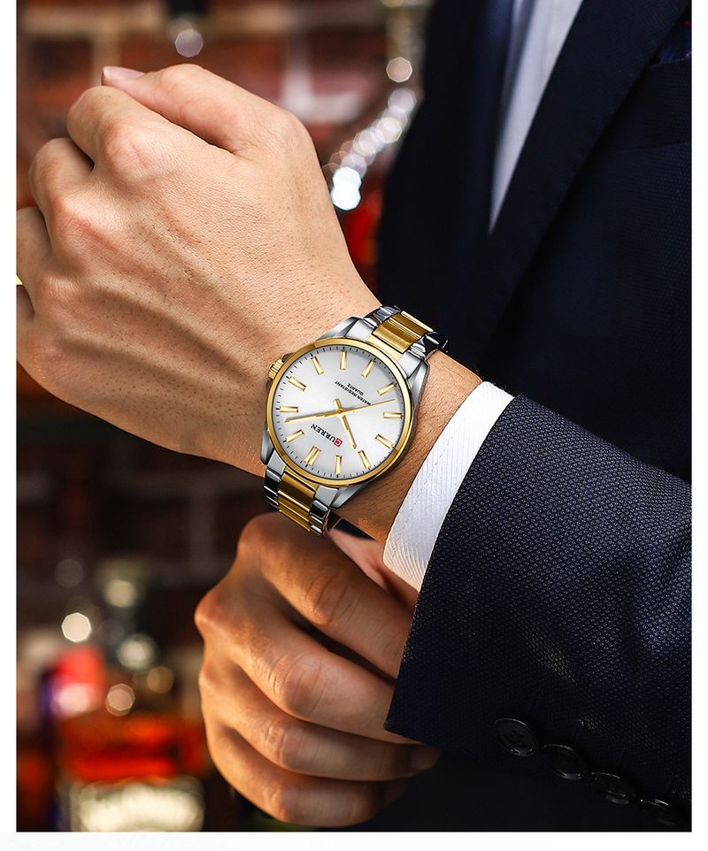 Orologio da uomo al quarzo impermeabile con cinturino in acciaio inossidabile, quadrante rotondo minimalista, stile casual per l'uso quotidiano, orologio da uomo per coppie_voghion.com