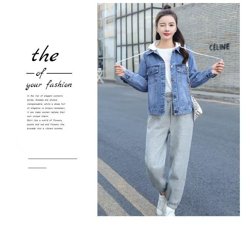 Giacca in denim con cappuccio da donna – Giacca corta slim fit ricamata per primavera e autunno (S-3XL, bianco e indaco)_voghion.com