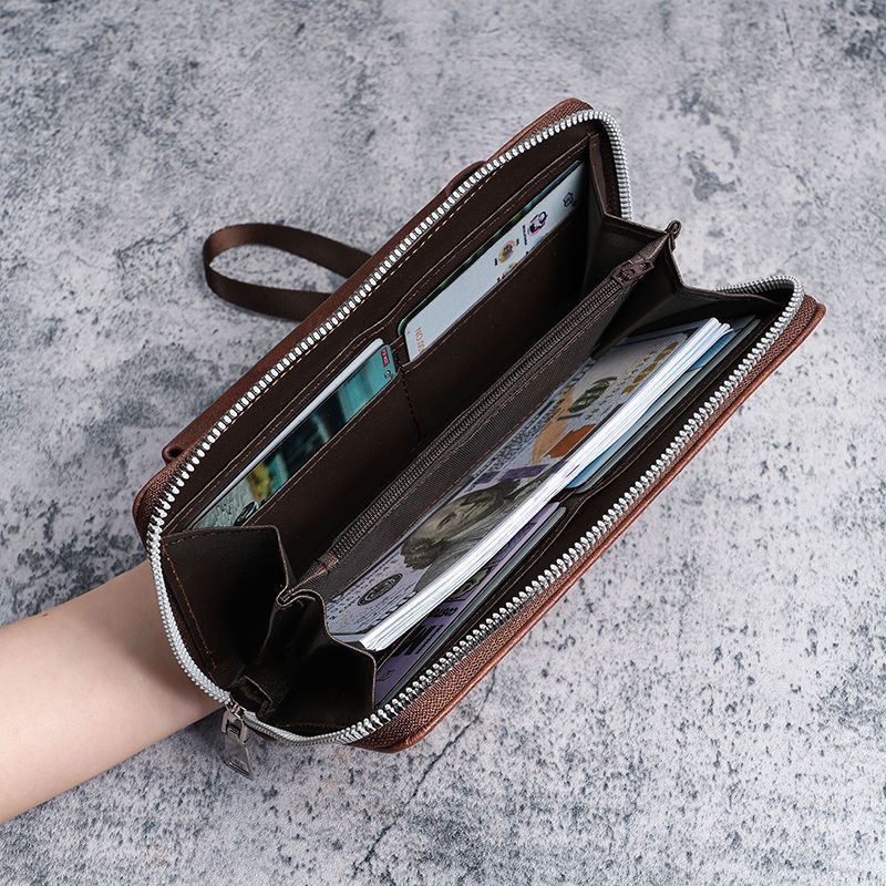 Carteira masculina longa nova carteira multi slots para cartão carteira dois em um zíper empresarial multifuncional bolsa para celular_voghion.com