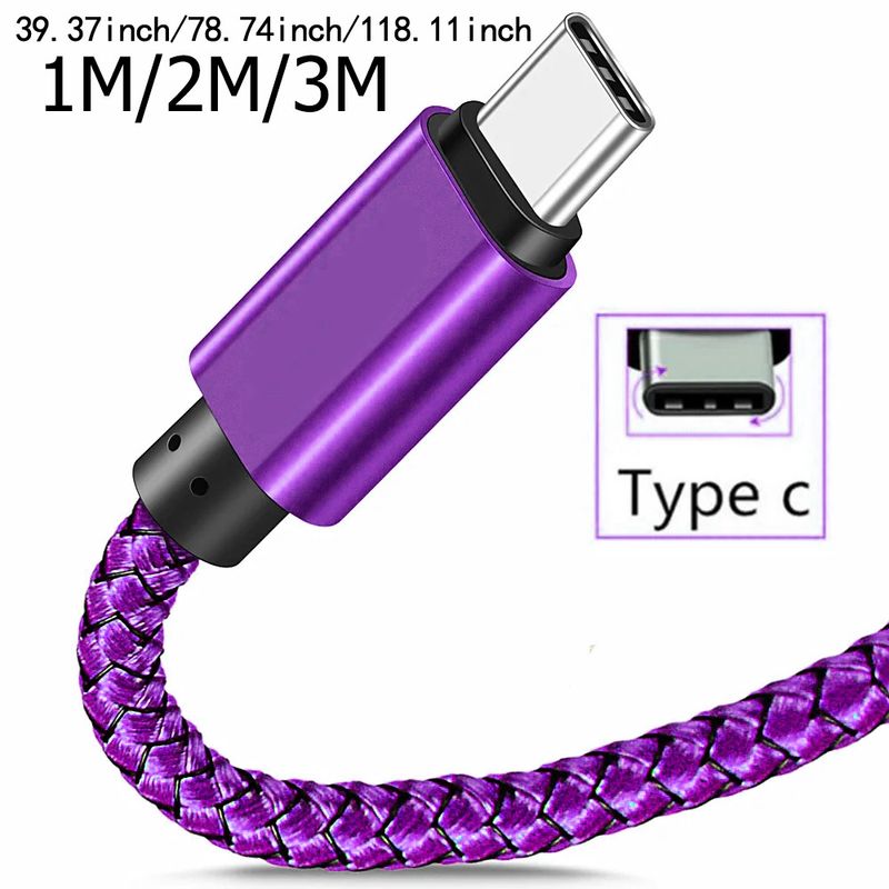 Nylon geflochtenes Typ-C-Schnellkabel, geeignet für Android-, Huawei-, Samsung-Telefone, USB-, C-Flash-Ladedatenkabel_voghion.com