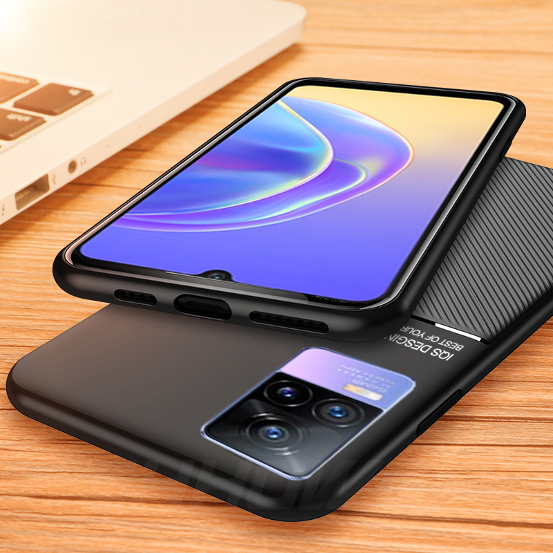 Automašīnas magnētiskā turētāja tālruņa korpuss priekš Vivo V21E V20 V25 Y20 Y30 Y50 Y70 Y73 Y31 Y51 Y52S Luxury ādas aizsardzības mīksts TPU vāciņš_voghion.com