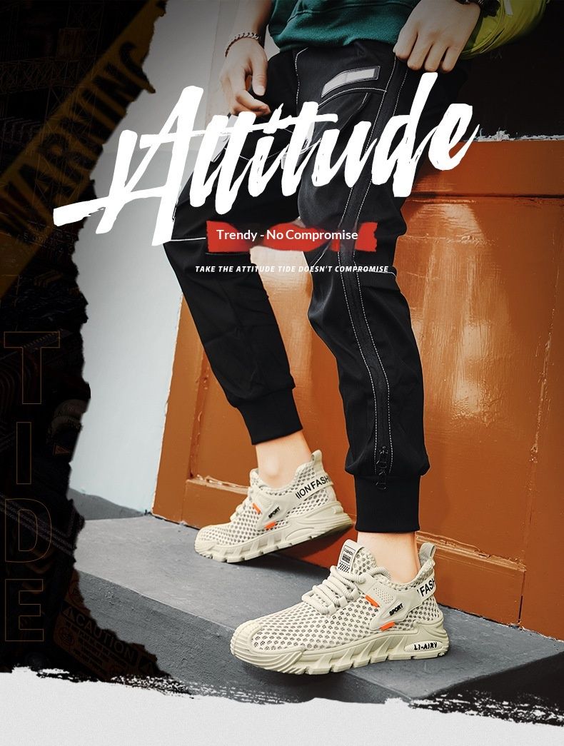 Glide Summer Breathable Thin Men's Running Soft Sole Lightweight Sports Casual Shoes Large Mesh Hollow Design_voghion.com