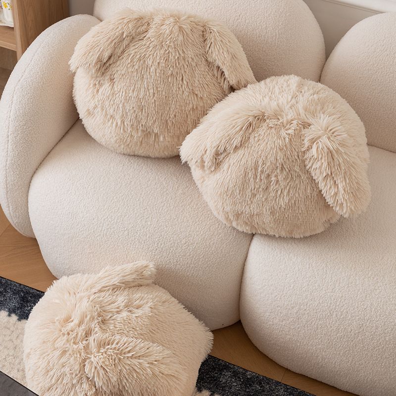 Cuscino di peluche in pile a forma di coniglio con nappa, motivo: cartone animato, regalo per bambina._voghion.com