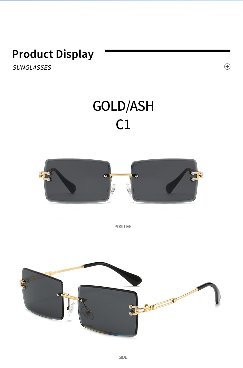 2023 nuovi occhiali da sole quadrati da donna originali di design da donna, occhiali da sole da strada, occhiali da sole con bordo tagliato senza montatura, tendenza, colore sfumato_voghion.com