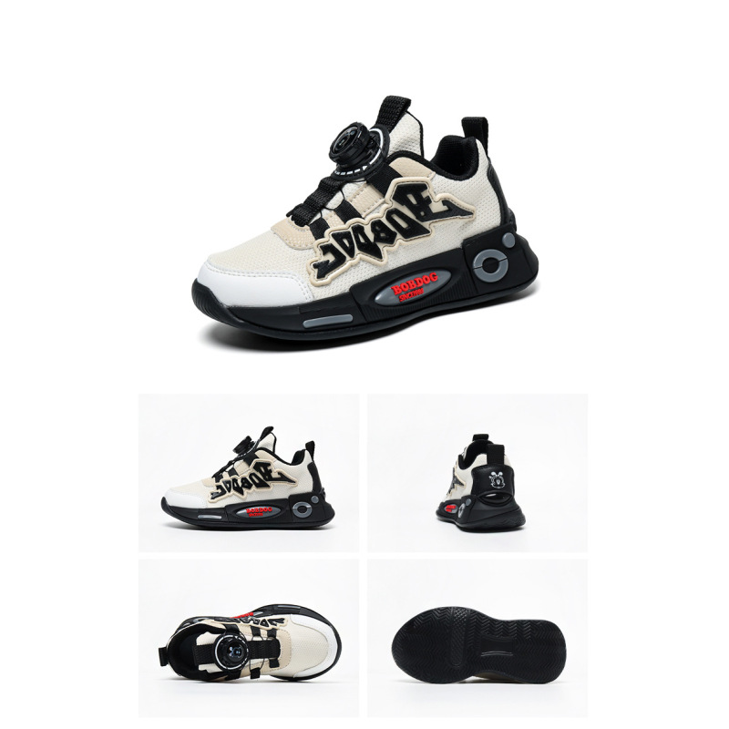 BOBDOG chaussures pour enfants chaussures de course printemps nouvelle maille respirant boutons rotatifs garçons chaussures de sport chaussures décontractées pour enfants._voghion.com