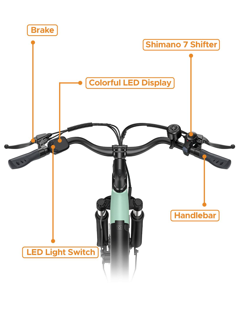 Bicicleta eléctrica de trekking HillMiles MileCity de 250 W y 26 pulgadas, 36 V, 13 AH, con sensor de par_voghion.com