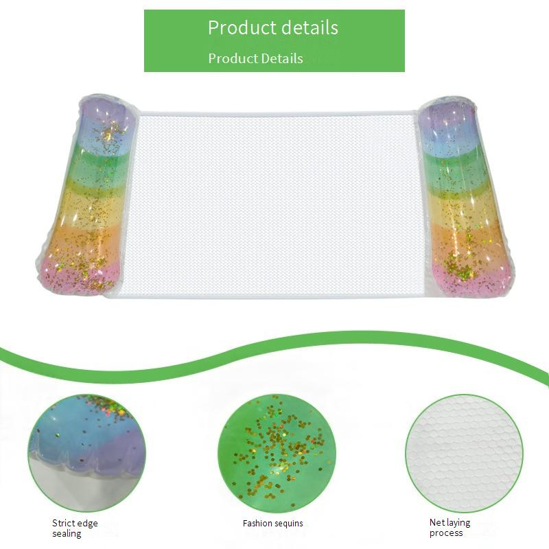 Premium Glitter Gradient Pool Float Pogrubiony Eco PVC Lounge Bed Z Oparciem Dla Dorosłych 180 cm Hamak Wodny Do Basenu Jeziora_voghion.com