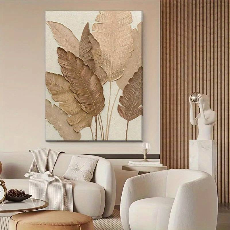 2D Flat 1pc Wooden Framed Printed Leaf Canvas Wall Poster Canvas Prints Painting, High Quality Decorative Wall Art, Framed Home Wall Decoration_voghion.com