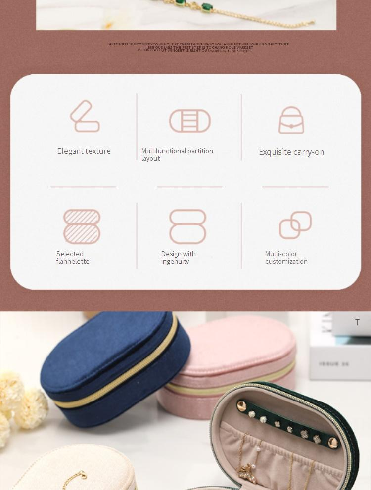 Ovale Schmuckschatulle aus Samt – Vintage-Aufbewahrungsbox mit einer Schicht für Ringe, Halsketten und Ohrringe (elegantes, minimalistisches Design)_voghion.com