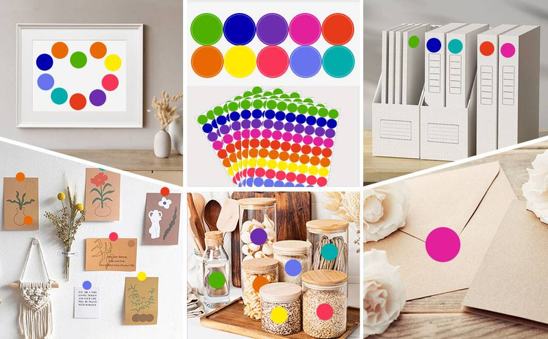 YOUEN 10PCS Color Dot Stickers 19mm - Blank Circle Labels For Classroom, Pricing & Sealing (12 Bright Colors)_voghion.com