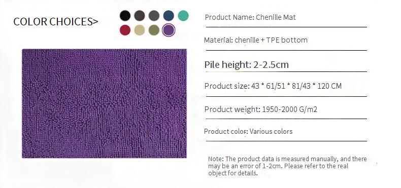 Tapis chenille tissé plat – Support antidérapant en TPE, doux et résistant pour salon, chambre et cuisine (plusieurs tailles et couleurs)_voghion.com