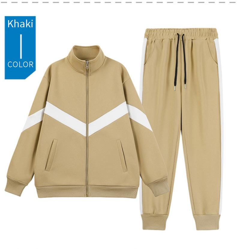 Completo tuta con finiture a contrasto – Giacca con zip e collo alto e pantaloni della tuta (M-4XL) – Capi essenziali streetwear invernali_voghion.com