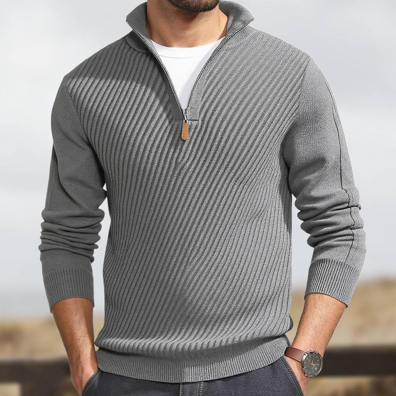 Pull col roulé zippé pour homme - Pull slim en tricot texturé (4 couleurs, M-XXL) Tendances mode_voghion.com