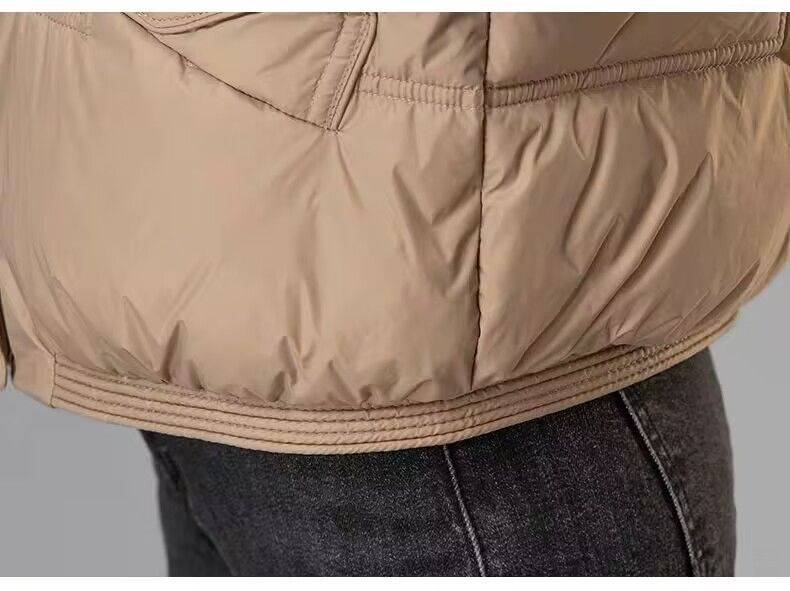 Gilet matelassé d'hiver pour femme avec motif 3D, veste matelassée légère, vêtement d'extérieur décontracté pour temps froid, manteau chaud doublé polaire (kaki, noir)_voghion.com