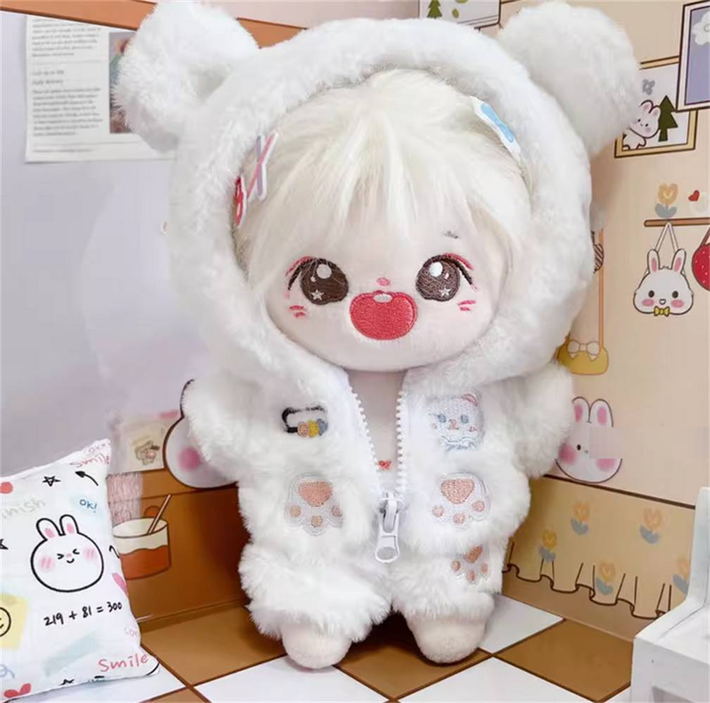 Suitable For 20CM Cotton Dolls To Wear Outerwear, Animal White Bear Jumpsuit, 20cm Humanoid Raising Doll, Cute Dressing Up Doll Outfit_voghion.com