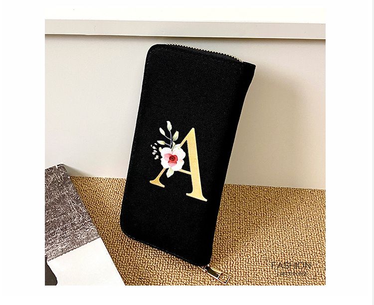 Women’s Bags Canvas Printed Hand Held Coin Purse Portable Mobile Phone Bag Zipper Large Capacity Women's Wallet_voghion.com