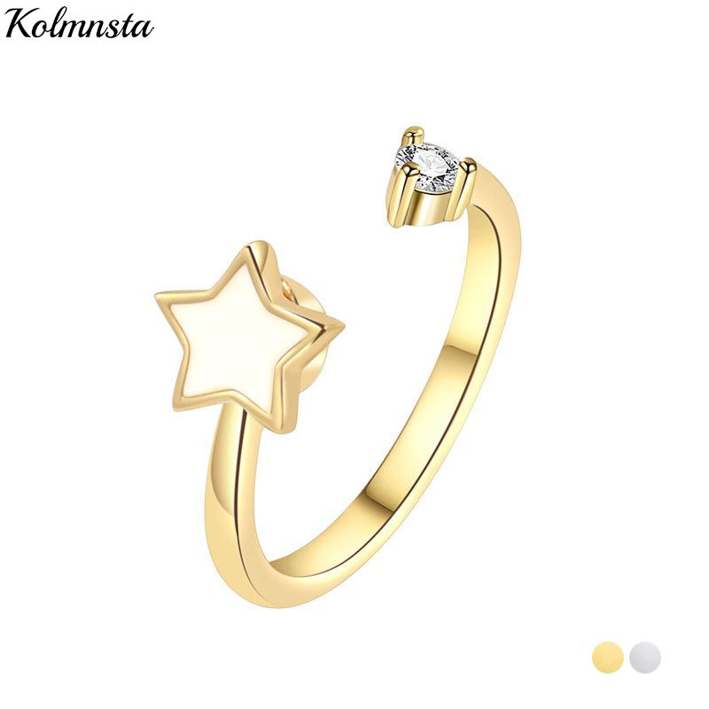 Mode Kolmnsta Rotierender Stern Einstellbare Angst Relief Öffnung Ringe Für Frauen Mädchen Dazzg Zirkonia Ring Party Schmuck Geschenk_voghion.com