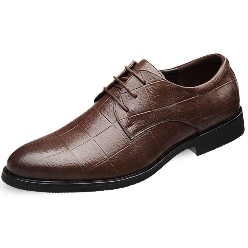 Novos sapatos masculinos de couro xadrez para negócios, sapatos sociais de tamanho grande, sapatos masculinos casuais para casamento_voghion.com