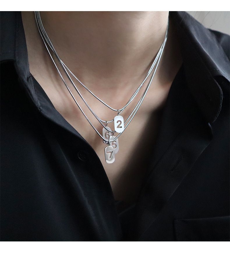Hot sales Stainless steel angel necklace 0, 1, 2, 3, 4, 5, 6, 7, 8, 9, rectangular hollow number necklace, men's and women's luck,_voghion.com