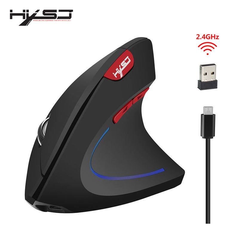 HXSJ New Vertical Wireless 2.4GHz Ergonomic Design 2400DPI Preventing Mouse Hands_voghion.com