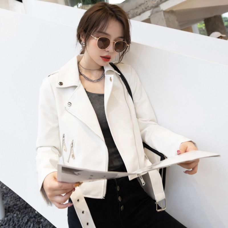 Per le donne 2023 primavera e autunno nuovo stile coreano elegante moto casual cintura corta piccola giacca di pelle_voghion.com