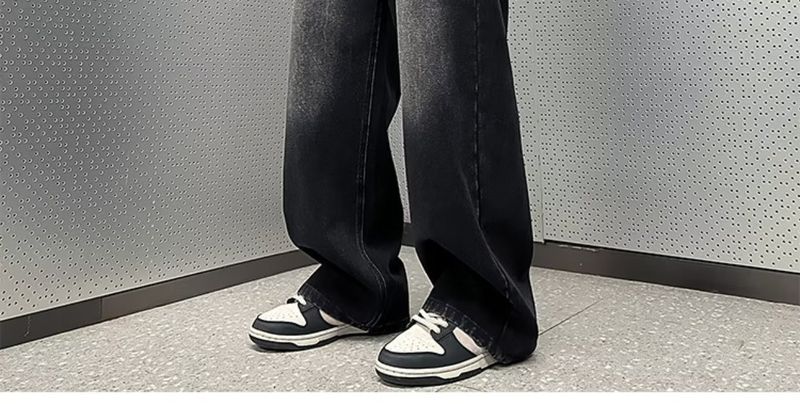 Verwaschene gerade Jeans für Herren im Frühling und Herbst im amerikanischen Stil mit lockerem weitem Bein, übergroße, lässige, trendige Sommerhose_voghion.com